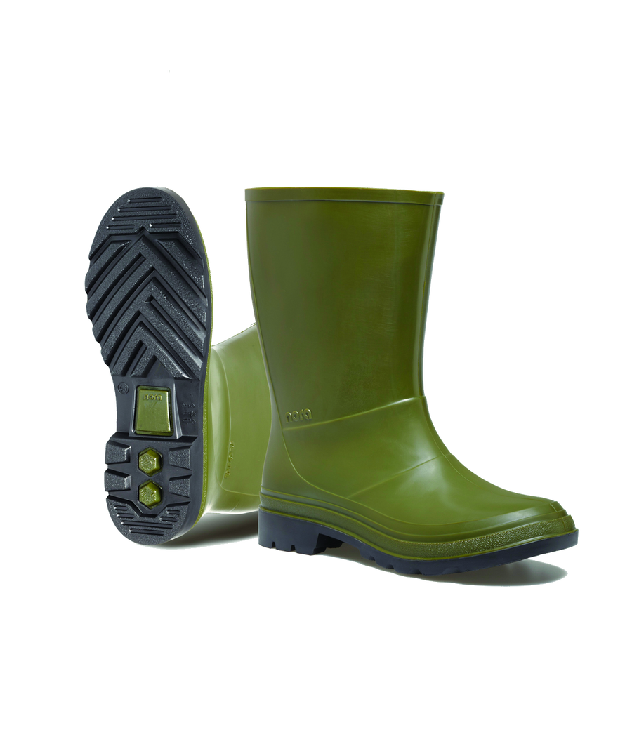 Nora Iseo Short PVC Wellington Boot – Non-Slip, Garden & Field, Olive Green