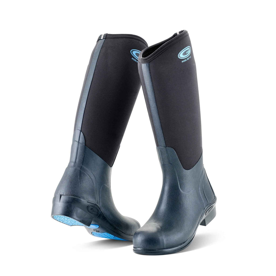 Grubs Rideline 5.0 Women's Tall Riding Wellington Boot - Neoprene Lined, Spur Rest, Black